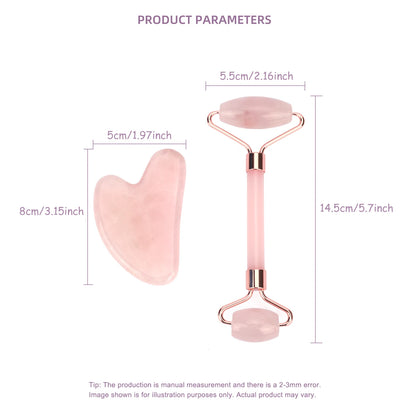 Natural Jade Face Roller Gua Sha Scraper Set Face Neck Body Skin Care Beauty Tool Portable Rose Quartz Facial Massager Tool